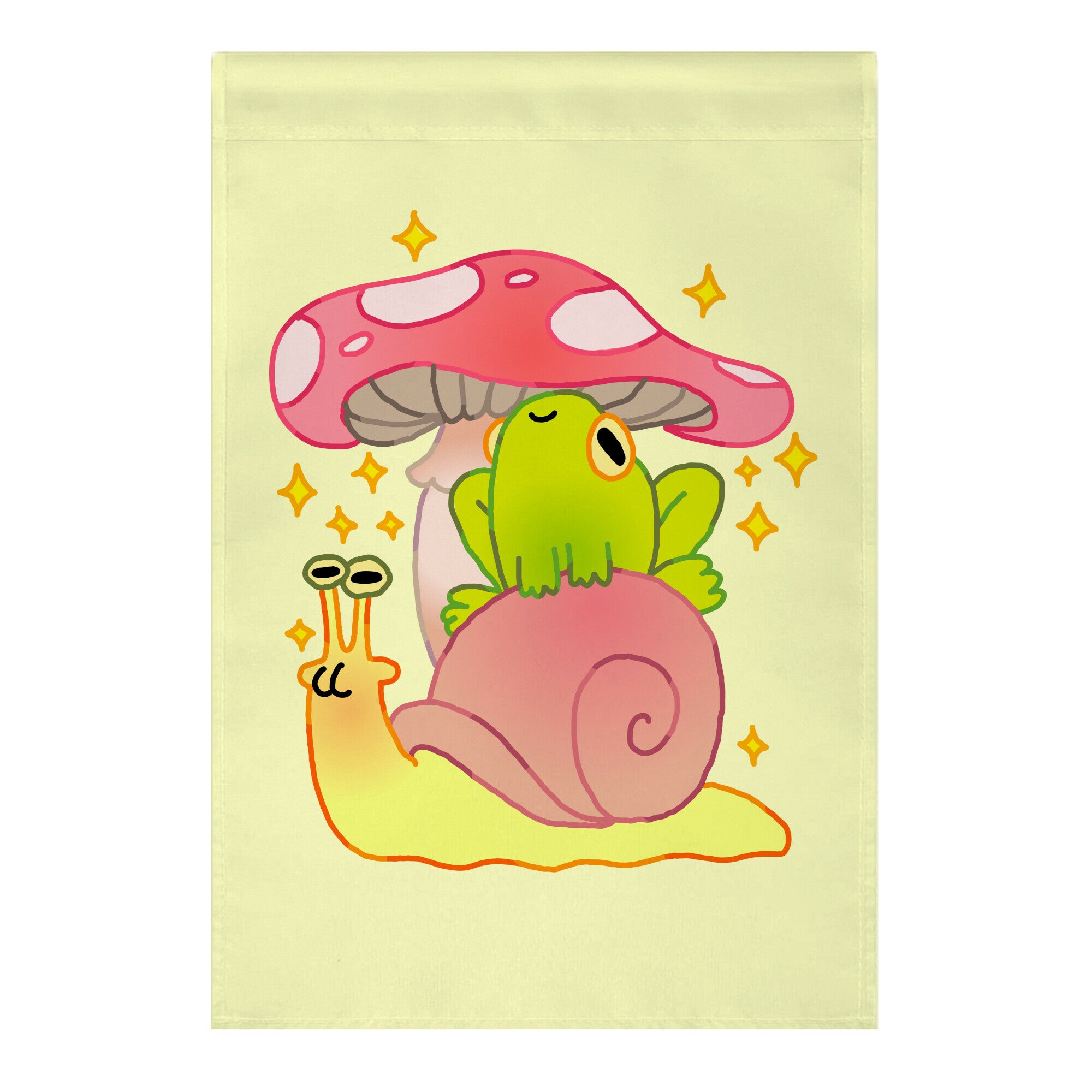 Cute Snail & Frog Garden Flag